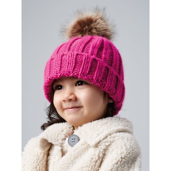 Cappellini bambino personalizzati con logo - Infant Fur Pom Pom Chunky Beanie