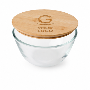 Insalatiera personalizzabile Impression vetro borosilicato coperchio bambù