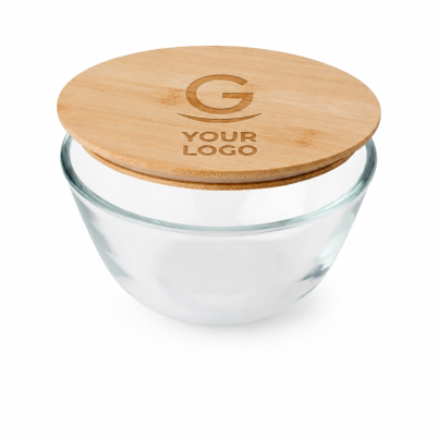 Insalatiera personalizzabile Impression vetro borosilicato coperchio bambù