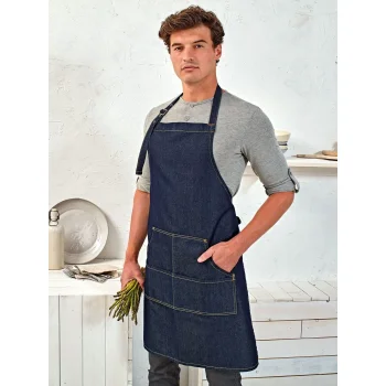 Abbigliamento da Lavoro Personalizzato con Logo - Jeans Stitch Denim Bib Apron