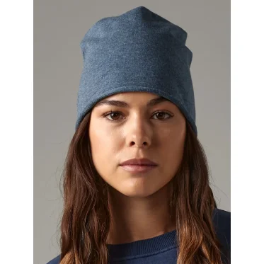 Beanie personalizzabile Beechfield in jersey cotone elastan con bordo arrotolato