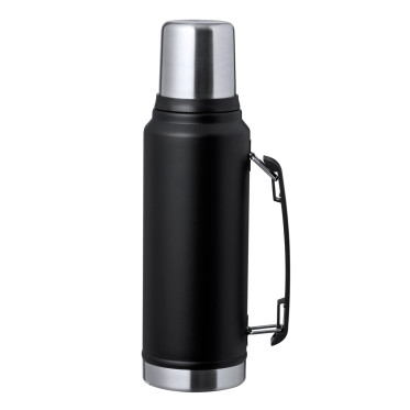 Thermos inox personalizzabile capacità 1 litro nero opaco e acciaio lucido