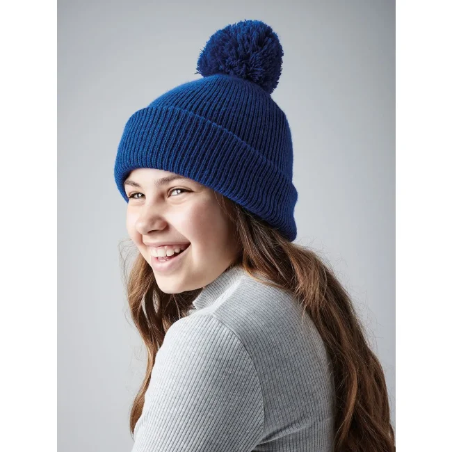 Beechfield Cappellino Baseball Per Bambini E Ragazzi – 100% Cotone, Effetto Tessuto, Blu, Taglia Unica