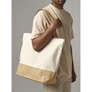 Borse shopper juta personalizzate con logo - Jute Base Canvas Tote XL