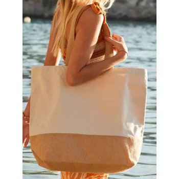 Borse shopper juta personalizzate con logo - Jute Base Canvas Tote XL