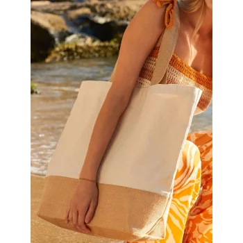 Borse shopper juta personalizzate con logo - Jute Base Canvas Tote XL