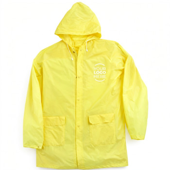 kway personalizzati - K way impermeabile giallo con cappuccio e tasche frontali