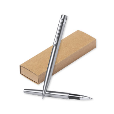 Set penna personalizzabile in acciaio inox riciclato con roller