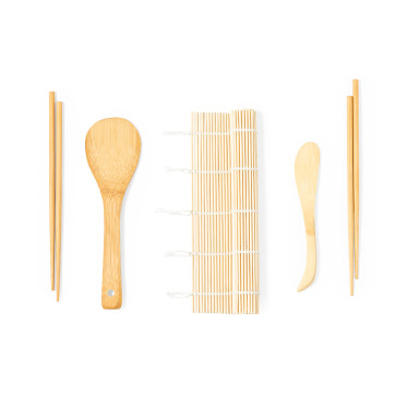 Set sushi personalizzabile in bambù naturale con 5 pezzi ecodesign