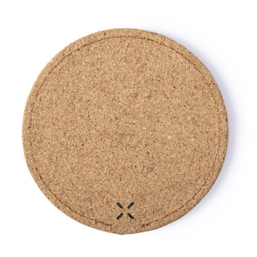 Caricabatterie wireless personalizzabile in sughero naturale con LED