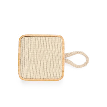 Cassa wireless personalizzabile in bambù con maniglia in cotone naturale