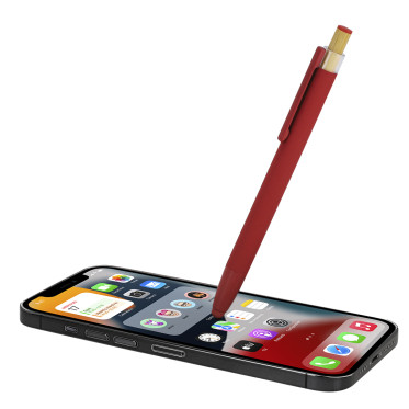 Penna touch in alluminio riciclato con pulsante in bambù