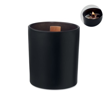 Candela personalizzata in cera vegetale vaniglia con stoppino in legno