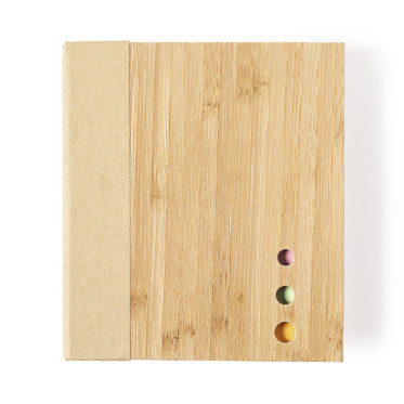 Porta post it personalizzabile con coperchio in bambù e kit 650 pezzi