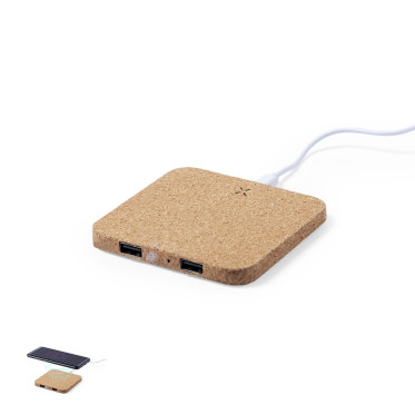 Caricatore wireless 10W personalizzabile con struttura in sughero naturale