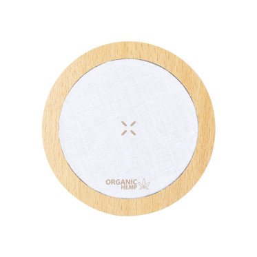 Caricabatterie wireless personalizzabile 15W in canapa e legno naturale