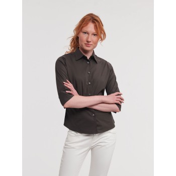 Camicie maniche lunghe donna personalizzate con logo - Ladies' 3/4 Sleeve Easy Care Fitted Shirt