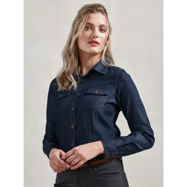 Camicia donna personalizzata Premier manica lunga 100% cotone denim
