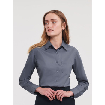 Ladies' Long Sleeve PolyCotton Poplin Shirt