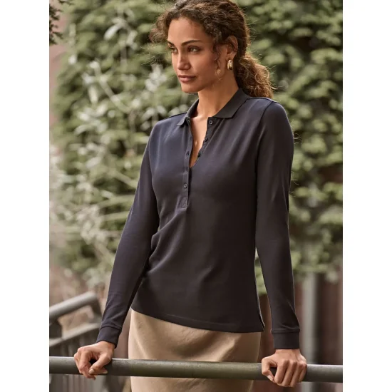 Ladies Luxury Stretch Long Sleeve Polo