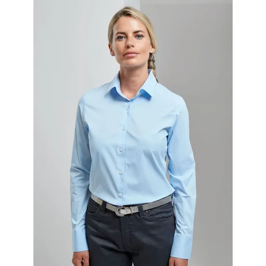 Ladies' Stretch Fit Cotton Poplin Long Sleeve Shirt