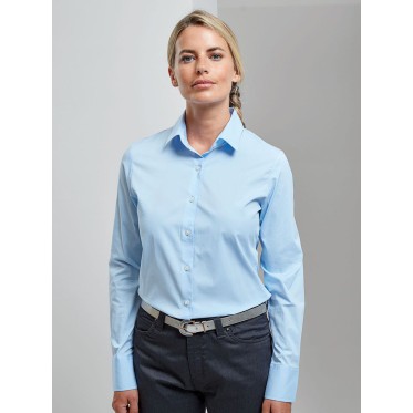 Camicie maniche lunghe donna personalizzate con logo - Ladies'’ Stretch FitCotton Poplin Long Sleev Shirtt