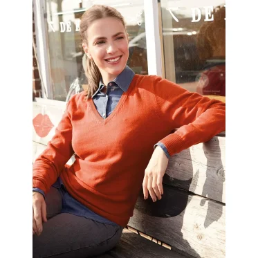 Ladies' V-Neck Pullover personalizzabile daiber in cotone pettinato