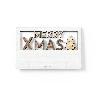 Calamita Merry Christmas personalizzabile in legno naturale con stampa