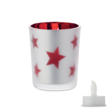 Tealight LED in PP con vaso di vetro e batteria inclusa