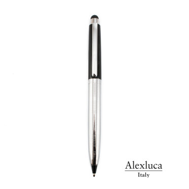 Penna Touch personalizzabile Alexluca fusto in metallo nero/argento