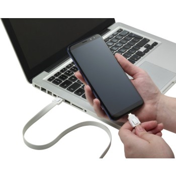Gadget per smartphone personalizzato con logo - Lanyard TPE per la ricarica, in PVC Marguerite