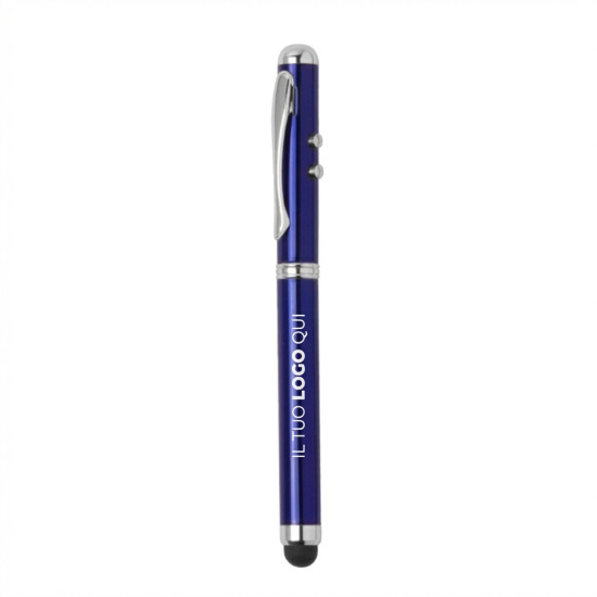 Laser pointer personalizzabile metallo lucido con torcia integrata