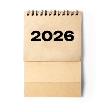 Calendario da tavolo personalizzabile in cartone riciclato con anelli neri