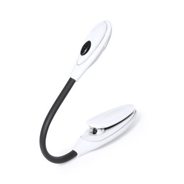 Lampada da lettura personalizzabile bicolore con morsetto e corpo flessibile