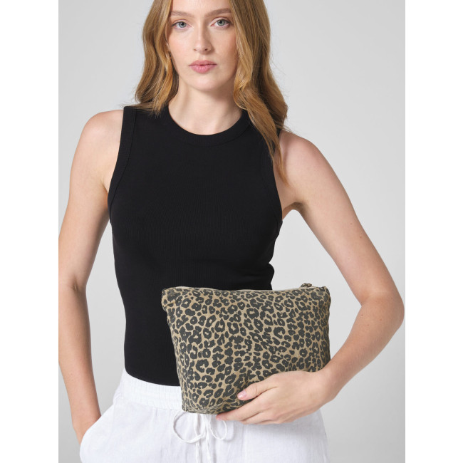 pochette personalizzata con logo - Leopard Print Canvas Accessory Bag
