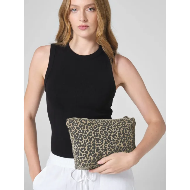 Leopard Print Canvas Accessory Bag