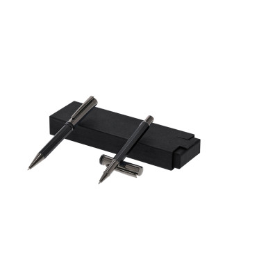 Set penna a sfera e roller personalizzabile acciaio opaco minimalista