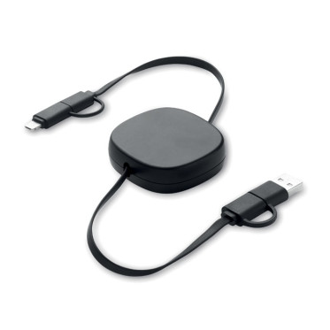 Cavo di ricarica retrattile personalizzabile 60W compatibile USB-C e micro-B