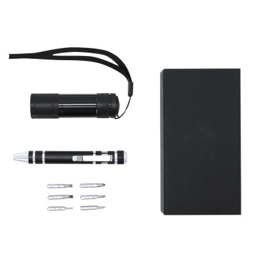 Set di strumenti multifunzionale con cacciavite e torcia LED compatta