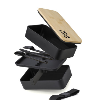 gadget ecologici con logo - Lunch Box con doppio scomparto in PP Maxton