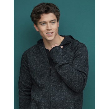 Lux Hooded Knit Fleece Jacket