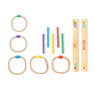 Gioco di mira in legno personalizzabile 12 pezzi con anelli di corda