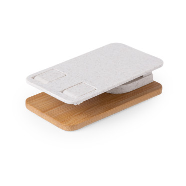 Supporto pieghevole per smartphone con base in bambù e gommini antiscivolo