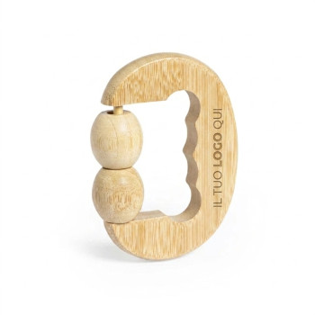 Strumenti per massaggio personalizzati - Massaggiatore personalizzabile in bambù con doppie sfere ergonomico