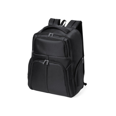 Zaino multifunzione personalizzabile nero in nylon 600D con protezione laptop
