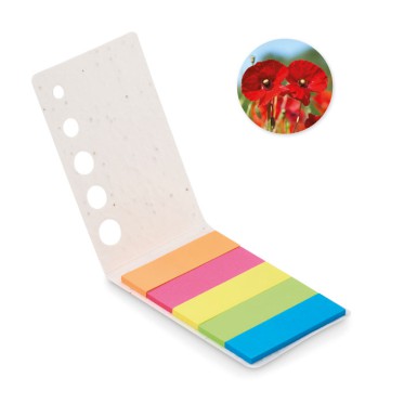 Blocchetti fogli adesivi personalizzati con logo - MEMO SEED - Segnapagina in carta con semi
