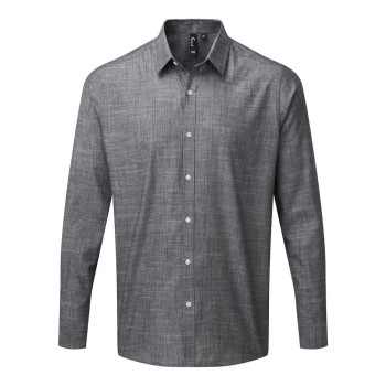 Camicia personalizzata con logo - Men's Cotton Slub Chambray Long Sleeve Shirt