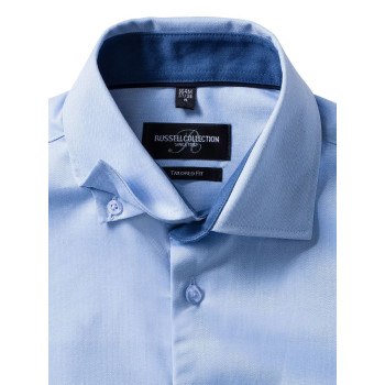 Men's Long Sleeve Tailored Contrast Herringbone Shirt