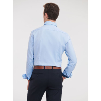 Men's Long Sleeve Tailored Contrast Herringbone Shirt