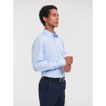 Camicia personalizzata con logo - Men's Long Sleeve Tailored Herringbone Shirt
